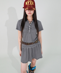 NYXX（エヌワイエックスエックス）の「STRIPE FRILL MINI SKIRT LIGHT PURPLE（スカート）」