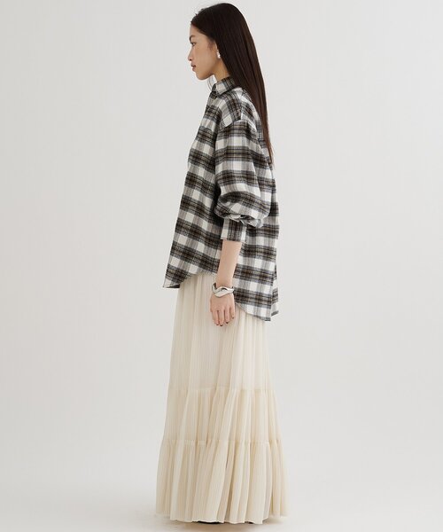 Whim Gazette（ウィムガゼット）の「オーガンジーティアードスカート（スカート・レディース・オフホワイト/ブラック・FREE）」の6枚目の写真