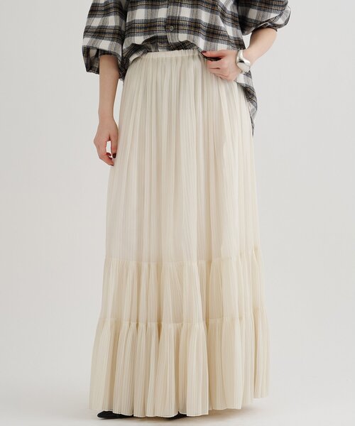 Whim Gazette（ウィムガゼット）の「オーガンジーティアードスカート（スカート・レディース・オフホワイト/ブラック・FREE）」の3枚目の写真