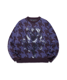 HOUNDSTOOTH DEVIL ROSE KNIT_PURPLE(NG2FFUK600A)