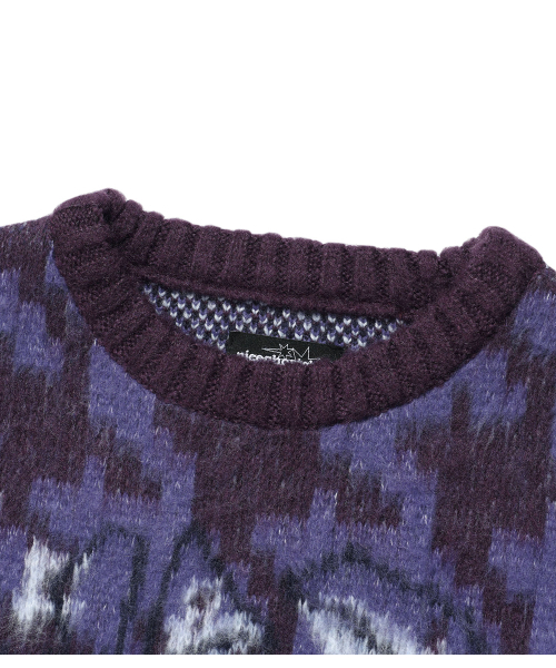 NICE GHOST CLUB(ナイスゴーストクラブ)の「HOUNDSTOOTH DEVIL ROSE KNIT_PURPLE(NG2FFUK600A)(ニット/セーター・レディース・パープル・SMALL/MEDIUM/LARGE)」の3枚目の写真