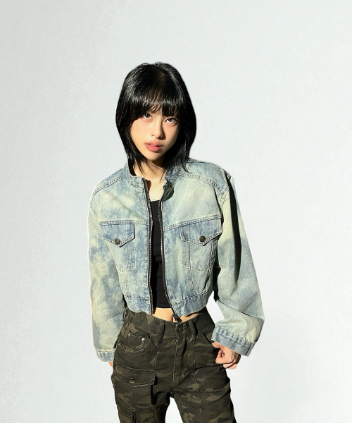 BORN SLIPPY（ボーンスリッピー）の「Addicted Wash Crop Denim Jacket (Light Blue)（デニムジャケット・レディース・その他・FREE）」の3枚目の写真