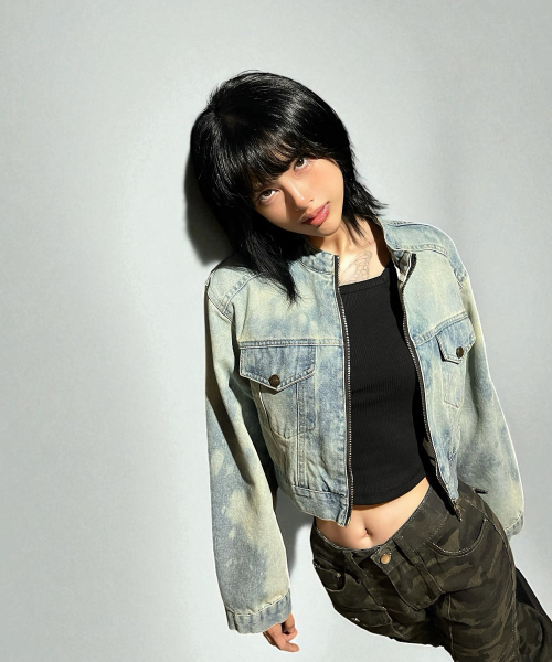 BORN SLIPPY（ボーンスリッピー）の「Addicted Wash Crop Denim Jacket (Light Blue)（デニムジャケット・レディース・その他・FREE）」の5枚目の写真