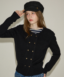 Camille Double Button Cardigan_ Black