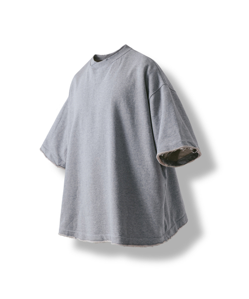 ANGLAN(アングラン)の「Valley Tuck Sweat Half Tee - Melange Grey(Tシャツ/カットソー・メンズ・その他・ONE SIZE)」の1枚目の写真