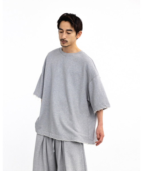 ANGLAN(アングラン)の「Valley Tuck Sweat Half Tee - Melange Grey(Tシャツ/カットソー・メンズ・その他・ONE SIZE)」の7枚目の写真