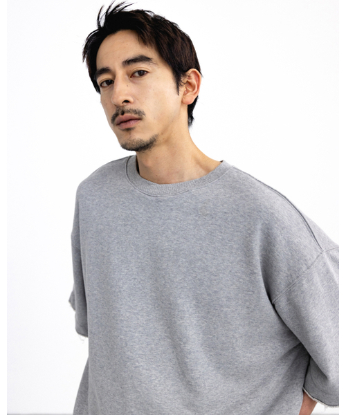 ANGLAN(アングラン)の「Valley Tuck Sweat Half Tee - Melange Grey(Tシャツ/カットソー・メンズ・その他・ONE SIZE)」の6枚目の写真