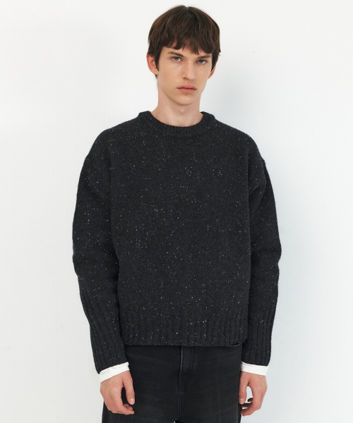 WINDER(ワインダー)の「MODIFIED WOOL KNIT SWEATER - GLITTER CHARCOAL(ニット/セーター・メンズ・その他・LARGE/MEDIUM)」の1枚目の写真