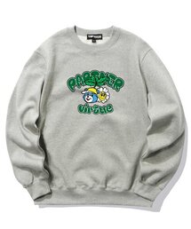 BEAR & FLOWER GRAPHIC クルーネック - グレー