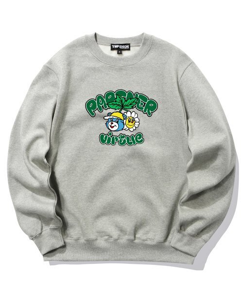 TRIPSHION(トリップション)の「BEAR & FLOWER GRAPHIC クルーネック - グレー(スウェット・メンズ・その他・LARGE/MEDIUM/X-LARGE)」の1枚目の写真