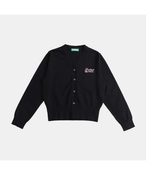 CLEVER FIELD(クレバーフィールド)の「Vネックフラワー刺繍クラシックニットカーディガン_ブラック(カーディガン/ボレロ・レディース・その他・SMALL/MEDIUM)」の1枚目の写真