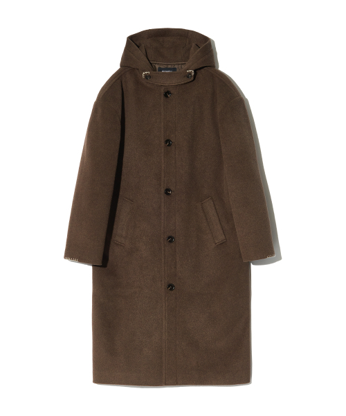 PIECEMAKER(ピースメーカー)の「HAND STITCH HOODIE MAXI WOOL COAT (BROWN)(チェスターコート・レディース・その他・MEDIUM/LARGE)」の3枚目の写真