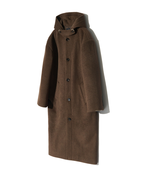 PIECEMAKER(ピースメーカー)の「HAND STITCH HOODIE MAXI WOOL COAT (BROWN)(チェスターコート・レディース・その他・MEDIUM/LARGE)」の4枚目の写真