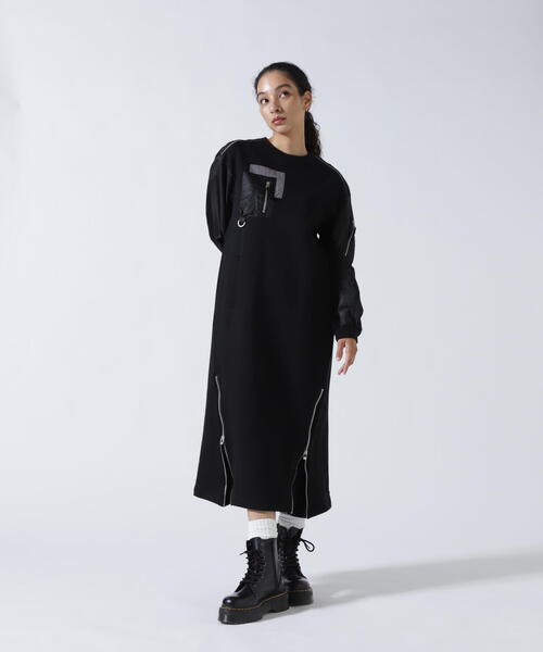 AULA AILA（アウラアイラ）の「AULA AILA（アウラ アイラ）別注MILITARY SLEEVE ONE-PIECE（ワンピース・レディース・ブラック/ネイビー・F）」の6枚目の写真