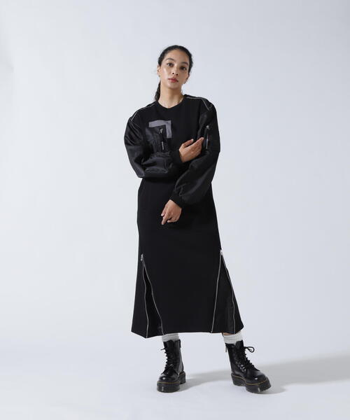 AULA AILA（アウラアイラ）の「AULA AILA（アウラ アイラ）別注MILITARY SLEEVE ONE-PIECE（ワンピース・レディース・ブラック/ネイビー・F）」の7枚目の写真