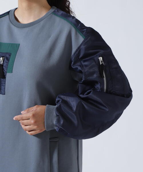 AULA AILA（アウラアイラ）の「AULA AILA（アウラ アイラ）別注MILITARY SLEEVE ONE-PIECE（ワンピース・レディース・ブラック/ネイビー・F）」の16枚目の写真