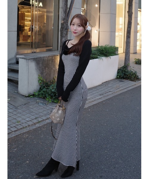 Darich（ダーリッチ）の「アンサンブルチェックニットロングワンピース