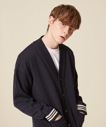 THREE LINES POINT HEM KNIT CARDIGAN_NAVY