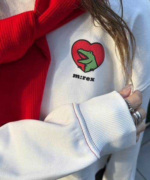 DOUBLE NAME（ダブルネーム）の「【m:rex】ハートモチーフショート丈プルオーバー（Tシャツ/カットソー・レディース・グリーン/ブラック系/オフホワイト・FREE）」の9枚目の写真
