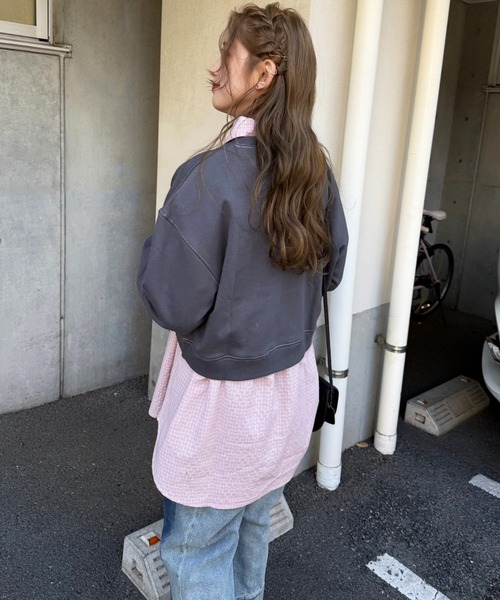 DOUBLE NAME（ダブルネーム）の「【m:rex】ハートモチーフショート丈プルオーバー（Tシャツ/カットソー・レディース・グリーン/ブラック系/オフホワイト・FREE）」の13枚目の写真