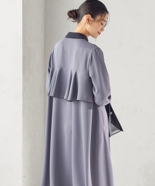 SHIPS（シップス）の「〈洗濯機可能〉ライト ダブルクロス バックフリル Aライン ワンピース（セレモニー対応可）（ワンピース・レディース・ネイビー/ブルー系・ONE SIZE）」の6枚目の写真