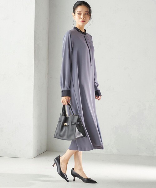 SHIPS（シップス）の「〈洗濯機可能〉ライト ダブルクロス バックフリル Aライン ワンピース（セレモニー対応可）（ワンピース・レディース・ネイビー/ブルー系・ONE SIZE）」の9枚目の写真