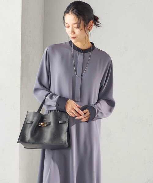 SHIPS（シップス）の「〈洗濯機可能〉ライト ダブルクロス バックフリル Aライン ワンピース（セレモニー対応可）（ワンピース・レディース・ネイビー/ブルー系・ONE SIZE）」の10枚目の写真