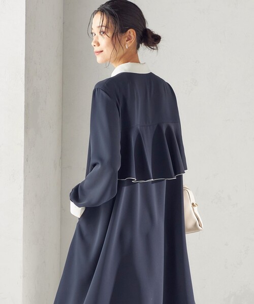 SHIPS（シップス）の「〈洗濯機可能〉ライト ダブルクロス バックフリル Aライン ワンピース（セレモニー対応可）（ワンピース・レディース・ネイビー/ブルー系・ONE SIZE）」の16枚目の写真