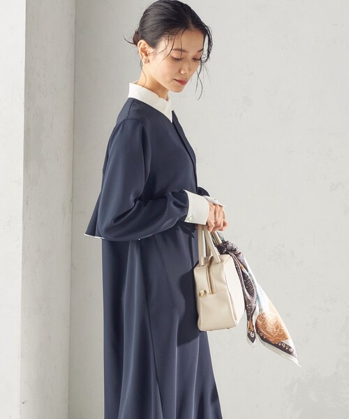 SHIPS（シップス）の「〈洗濯機可能〉ライト ダブルクロス バックフリル Aライン ワンピース（セレモニー対応可）（ワンピース・レディース・ネイビー/ブルー系・ONE SIZE）」の17枚目の写真