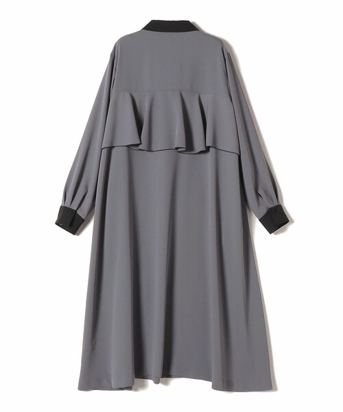 SHIPS 26ss バックフリル Aラインワンピース セレモニー対応可 紺 SHIPS 26ss バックフリル Aラインワンピース セレモニー対応可 紺の