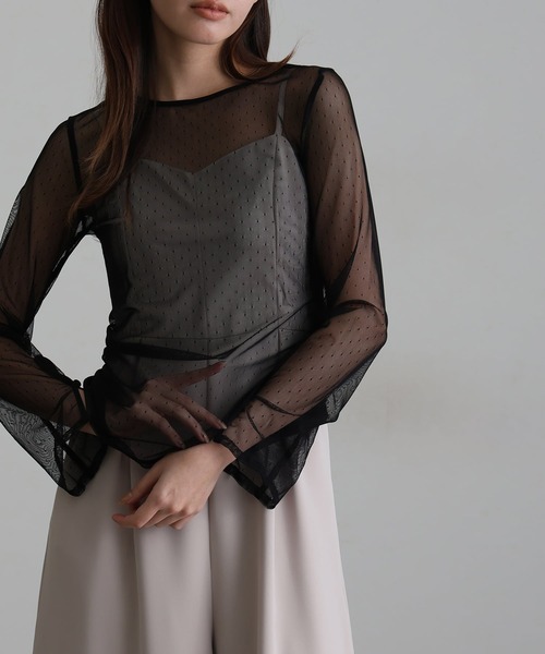 atlo(アトロ)の「袖 スリット シアートップス(シャツ/ブラウス・レディース・ブラック系2/ブラック系その他/ブラック・L/M)」の8枚目の写真