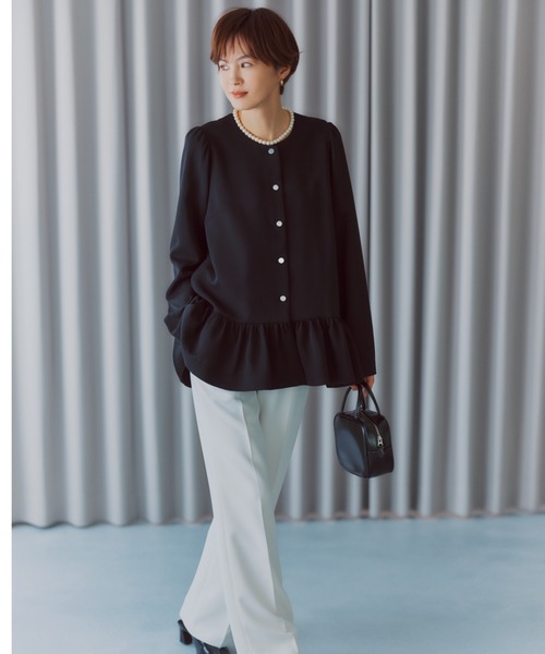 A part by（アパートバイ）の「【セレモニー】Ｃ＊フレアジャケットセットアップ（スーツセット・レディース・ブラック/ネイビー・SMALL/MEDIUM）」の2枚目の写真