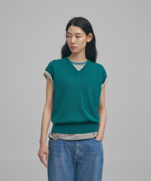 ANOTHER OFFICE WOMEN（アナザー オフィス ウーマン）の「w. Layer Silk Knit Vest (Turquise)（ベスト・レディース・その他・0）」の4枚目の写真