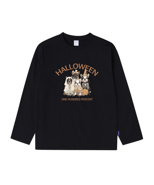 OHP(ワンハンドレッドパーセント)の「OHPxHARMONIA4 ブルドッグハロウィンベーシック長袖Tシャツ(Tシャツ/カットソー・メンズ・ホワイト/ブラック・MEDIUM/LARGE/X-LARGE/XX-LARGE)」の2枚目の写真