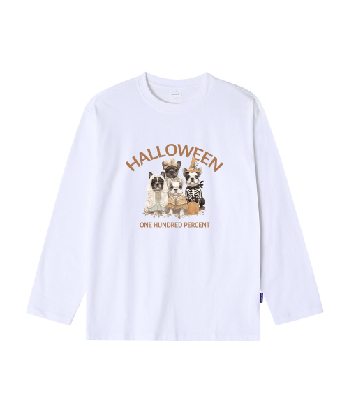 OHP(ワンハンドレッドパーセント)の「OHPxHARMONIA4 ブルドッグハロウィンベーシック長袖Tシャツ(Tシャツ/カットソー・メンズ・ホワイト/ブラック・MEDIUM/LARGE/X-LARGE/XX-LARGE)」の7枚目の写真