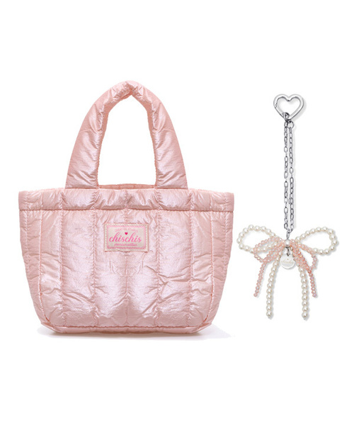 [SET] CHISCHIS PADDING BAG_PINK + RIBBON HEART CHARM