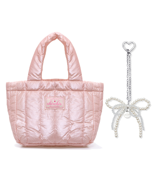CHISCHIS（チス チス）の「[SET] CHISCHIS PADDING BAG_PINK + RIBBON HEART CHARM（トートバッグ・レディース・ホワイト/ピンク/シルバー・FREE）」の4枚目の写真