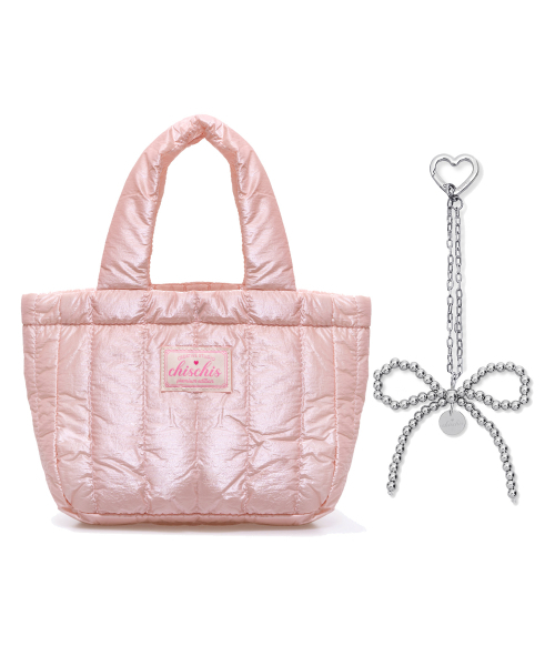 CHISCHIS（チス チス）の「[SET] CHISCHIS PADDING BAG_PINK + RIBBON HEART CHARM（トートバッグ・レディース・ホワイト/ピンク/シルバー・FREE）」の5枚目の写真