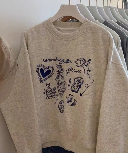 Feliz(フェリス)の「ラフタッチ刺繍起毛スウェット(スウェット・レディース・グレー・FREE)」の8枚目の写真
