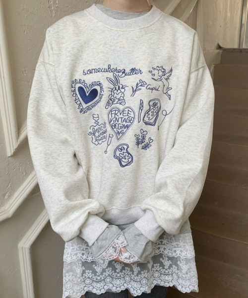 Feliz(フェリス)の「ラフタッチ刺繍起毛スウェット(スウェット・レディース・グレー・FREE)」の9枚目の写真