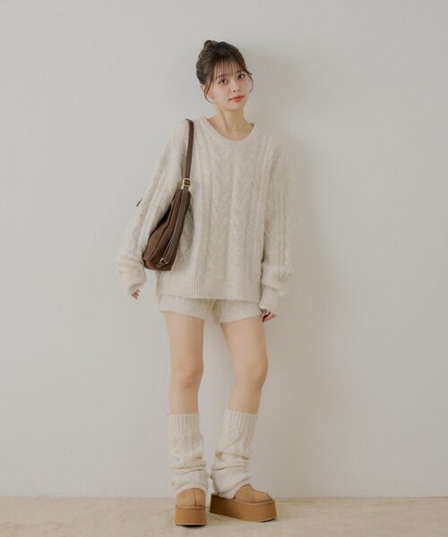 Chico(チコ)の「【セットアップ対応】ケーブルショートパンツ(その他パンツ・レディース・アイボリー/グレー/ブラウン・FREE)」の8枚目の写真