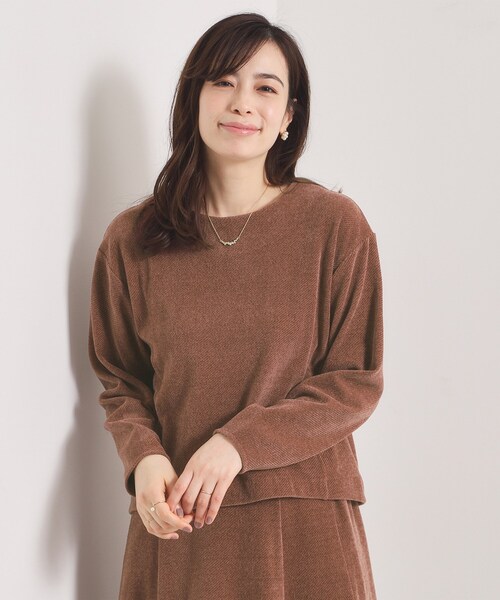 ITS'DEMO（イッツデモ）の「【手洗い可／セットアップ可】カットツイルプルオーバー（Tシャツ/カットソー・レディース・アイボリー/ブラック/ナチュラル/ダークブラウン・00）」の3枚目の写真