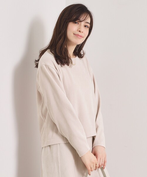 ITS'DEMO（イッツデモ）の「【手洗い可／セットアップ可】カットツイルプルオーバー（Tシャツ/カットソー・レディース・アイボリー/ブラック/ナチュラル/ダークブラウン・00）」の4枚目の写真