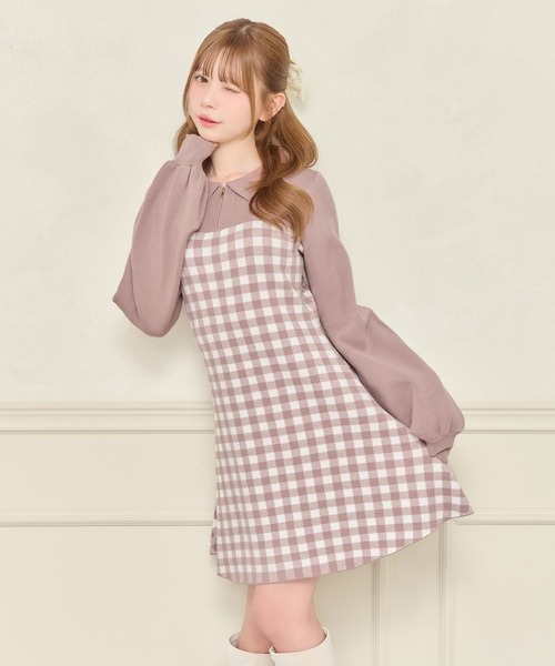 ハーフZIPニットミニワンピース（ワンピース）｜apres jour（アプレ