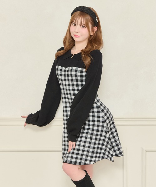 apres jour(アプレジュール)の「ハーフZIPニットミニワンピース(ワンピース・レディース・ピンクベージュ/グレー系その他/ブラック系その他・フリー/X-LARGE)」の6枚目の写真
