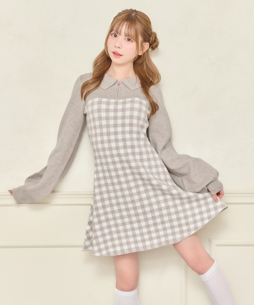 apres jour(アプレジュール)の「ハーフZIPニットミニワンピース(ワンピース・レディース・ピンクベージュ/グレー系その他/ブラック系その他・フリー/X-LARGE)」の9枚目の写真