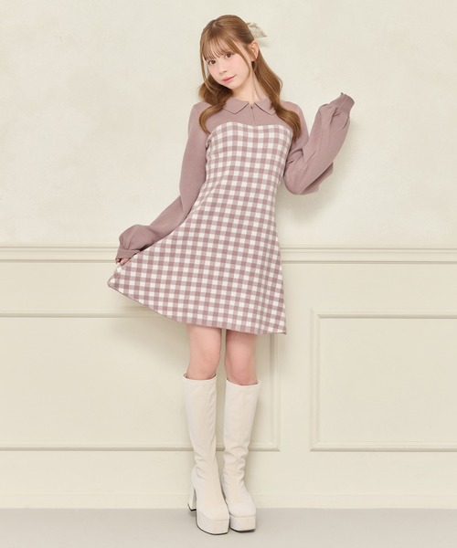 ハーフZIPニットミニワンピース（ワンピース）｜apres jour（アプレ