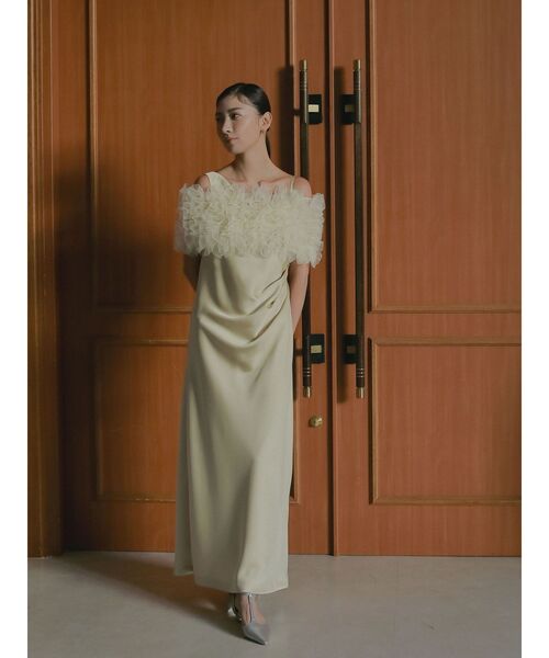 LAGUNAMOON(ラグナムーン)の「【ソンイさんコラボ】LADYチュールショールキャミドレス 結婚式 お呼ばれ(ドレス・レディース・チャコールグレー/イエロー・MEDIUM/SMALL)」の10枚目の写真