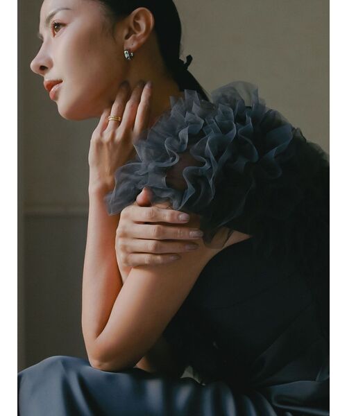 LAGUNAMOON(ラグナムーン)の「【ソンイさんコラボ】LADYチュールショールキャミドレス 結婚式 お呼ばれ(ドレス・レディース・チャコールグレー/イエロー・MEDIUM/SMALL)」の16枚目の写真