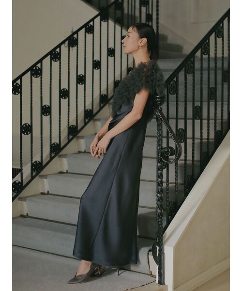 LAGUNAMOON(ラグナムーン)の「【ソンイさんコラボ】LADYチュールショールキャミドレス 結婚式 お呼ばれ(ドレス・レディース・チャコールグレー/イエロー・MEDIUM/SMALL)」の18枚目の写真